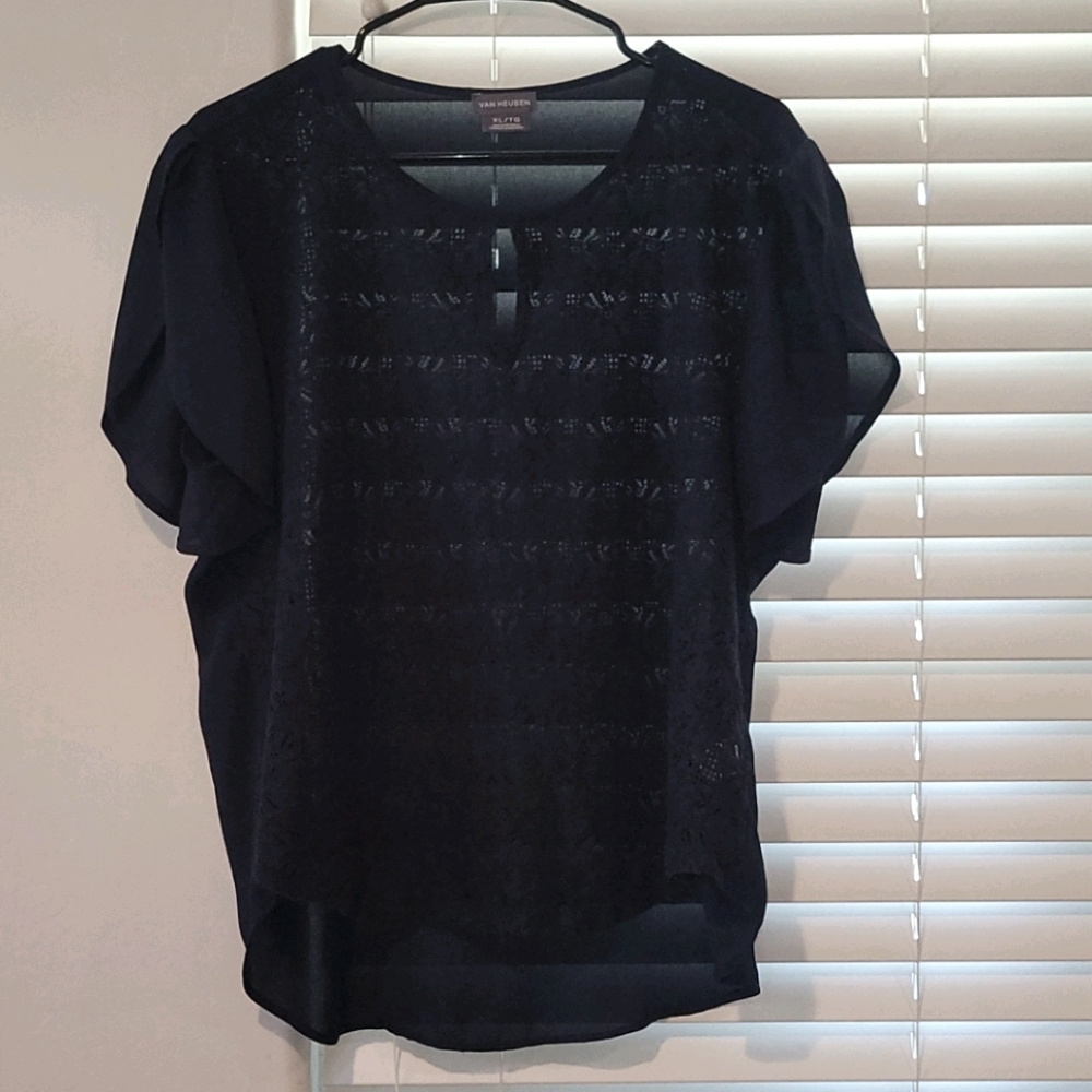 3/$20 (blouses) Navy, sheer top